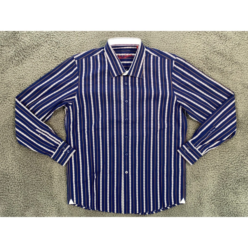 Robert Graham Shirt Boys XL 18-20 Blue Geometric L/S Button Up Luxury Kids